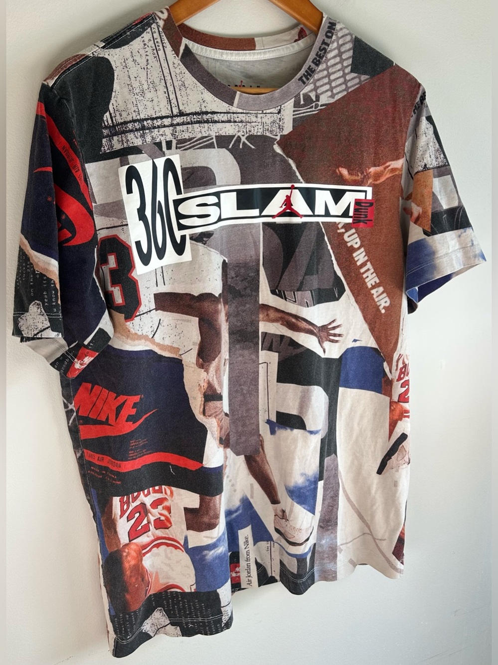 Nike Air Jordan Men’s T-shirt Size L 360 Slam Dunk All Over Print Retro Cotton - Picture 2 of 8